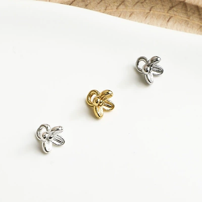 Pure Silver S925 Four-leaf Clover Small Flower Beads DIY Braided Rope Necklace Bracelet Loose Beads Small Flower Spacer Bead Accessories (Zərgərlik ara hissələri) - silver-one-price