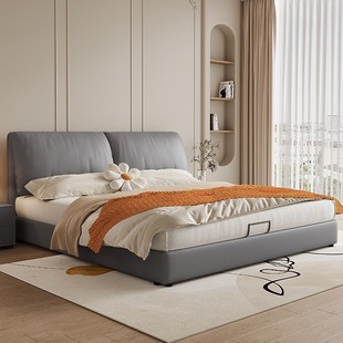Foshan Cream Style Ear Bed Technology Cloth Bed Simple Modern Double Bed Light Luxury Master Bedroom Fabric Bed Cross-Border