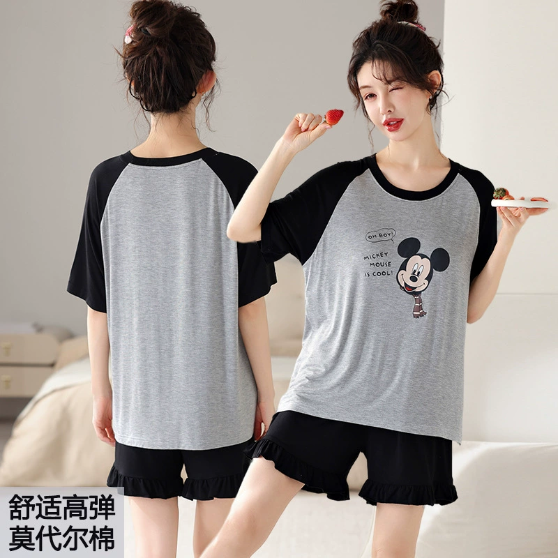 Summer pijama, thin shorts, with short sleeve, plus size