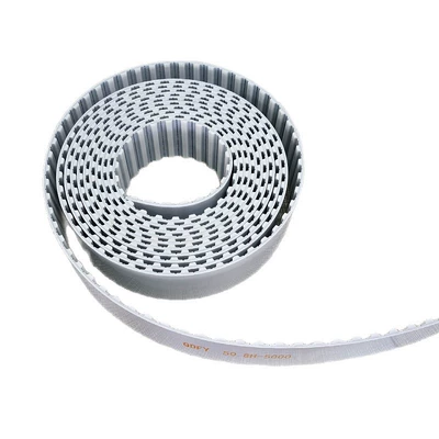 PU white polyurethane synchronous industrial belt with steel wire, featuring single-sided or double-sided teeth, and an open-tooth design (Avtomobil ötürücü kəmərləri) - steel-wire-synchronous-belt-opening