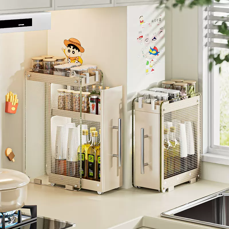 厨房抽拉式调料置物架 角落调料品调味料油盐酱醋瓶罐整理收纳架