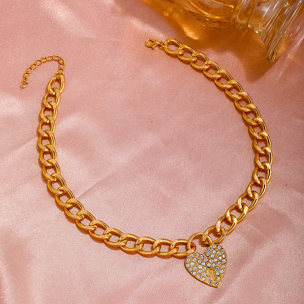 Diamod ilaid love collarboe chai, iche temperamet, peach heart pedat ecklace, persoalized fashio sweater_voghion.com