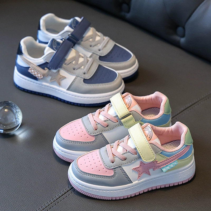 Кроссовки для девочек, весенние новые детские Нескользящие кроссовки с мягким дном, кожаные громоздкие кроссовки для девочек среднего и большого размера