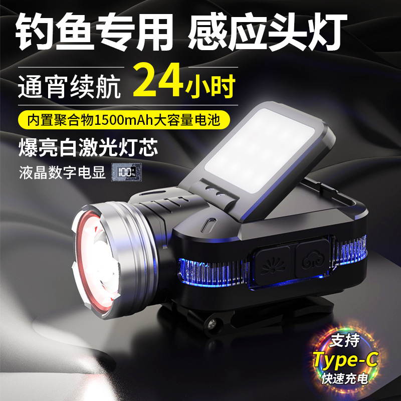 Nuevo transfronterizo USB cargar mini zoom faro de inducción multifuncional COB camping faro de luz fuerte al aire libre