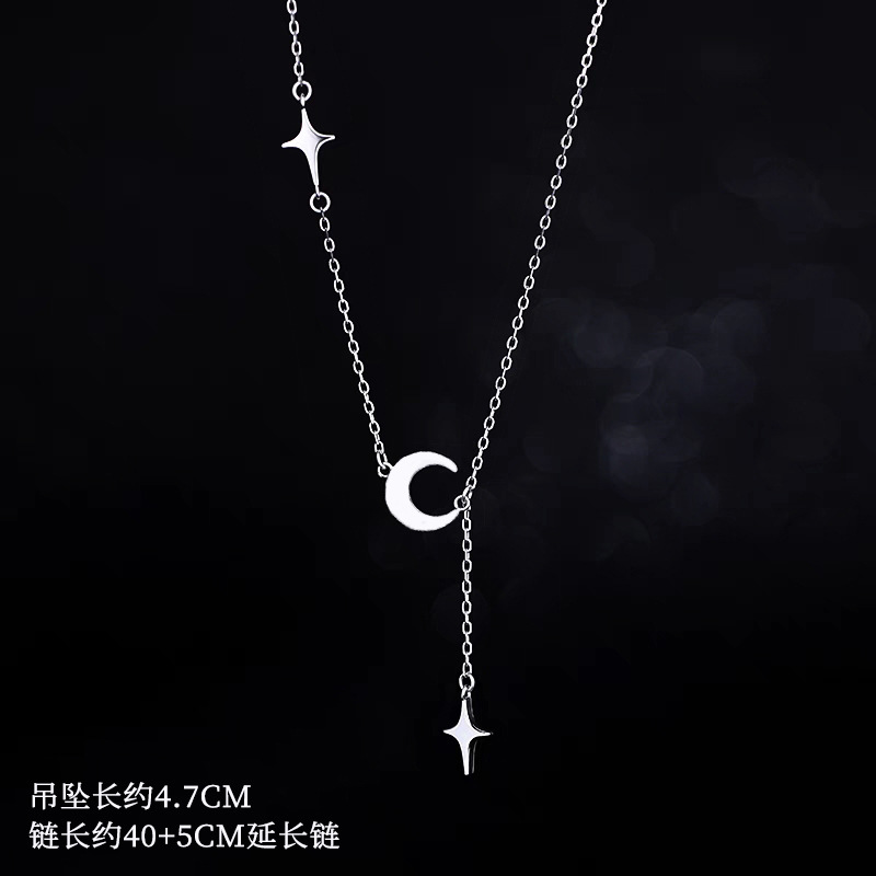 Collar minimalista estrellas luna con borlas oro para mujer_voghion.com