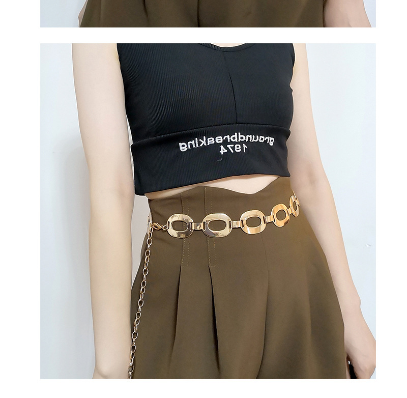 145g Weight Waist Chain Classification 1 Piece Quantity Holiday, Party, Street Occasion Metal Material Oval, Belt Pattern Women's Gender Streetwear Style Streetwear Oval Belt Metal Women's Chain Belts 5