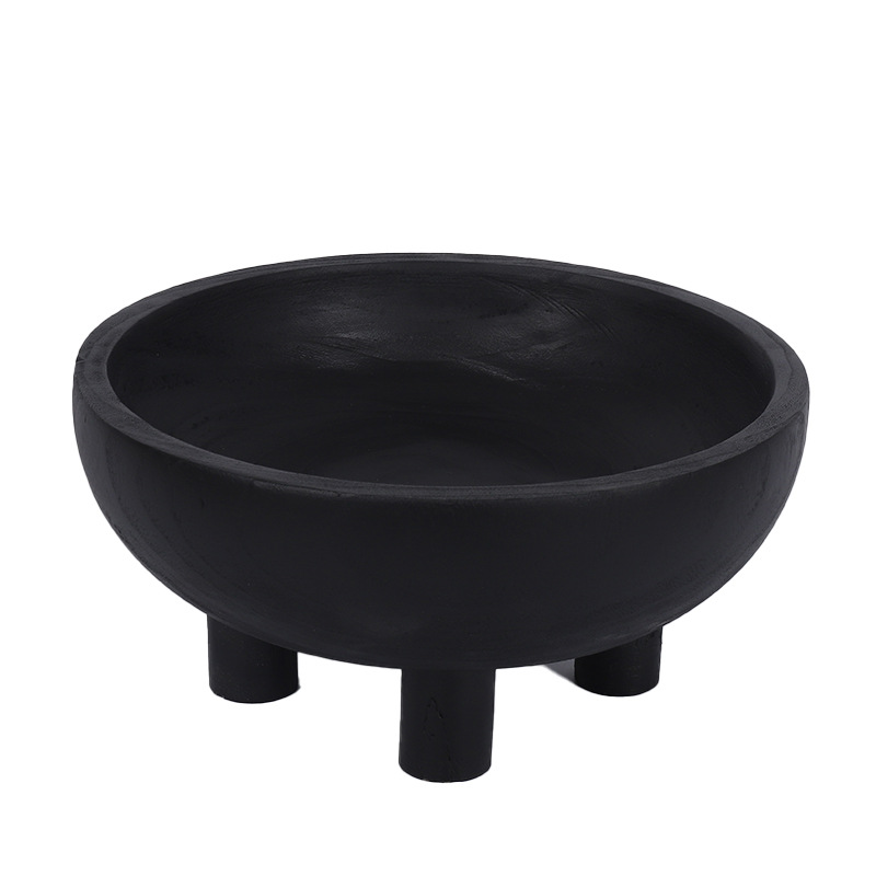 Bandeja de escritorio de Wabiji, madera de paulownia, bandeja de aperitivos de madera maciza redonda, bandeja de frutas, mesa de café para sala de estar, casa de familia, decoración de troncos de alta sensación de ji