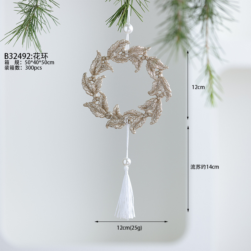 Nuevos productos transfronterizos de madera decoraciones de árboles de Navidad polvo brillante hueco flocos de nieve amor colgante mariposa colgante de Navidad