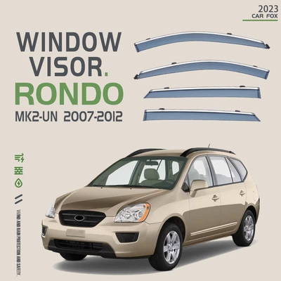 Suitable for Kia Rondo window visors, sunshades, rain deflectors, and wind deflectors (Rain shield) - standard-packaging-without-logo-kia-rondo-mk2-un-2007-2012-pc-silver-trim-window-rain-visors