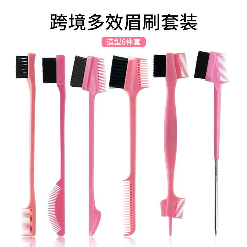 Foreign Trade Cross-Border Eyebrow Brush Set Eyebrow Brush Double-Headed Eyebrow Brush Edge Brush to Modify Broken Hair Comb Styling Makeup Tool