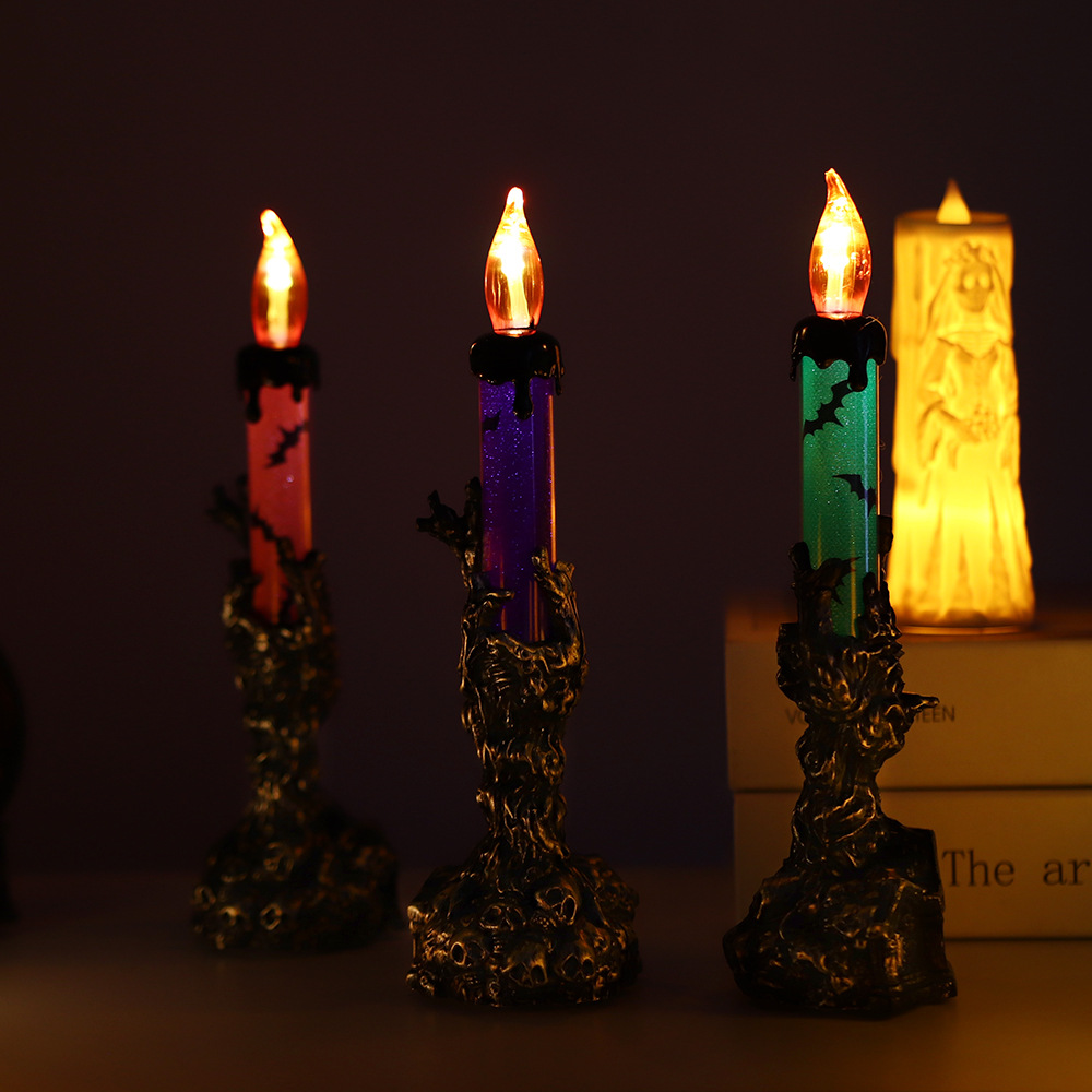Lámpara de la tumba de Halloween vela de mano baja decoración de la atmósfera props lámpara de noche LED lámpara de calabaza luminosa electrónica