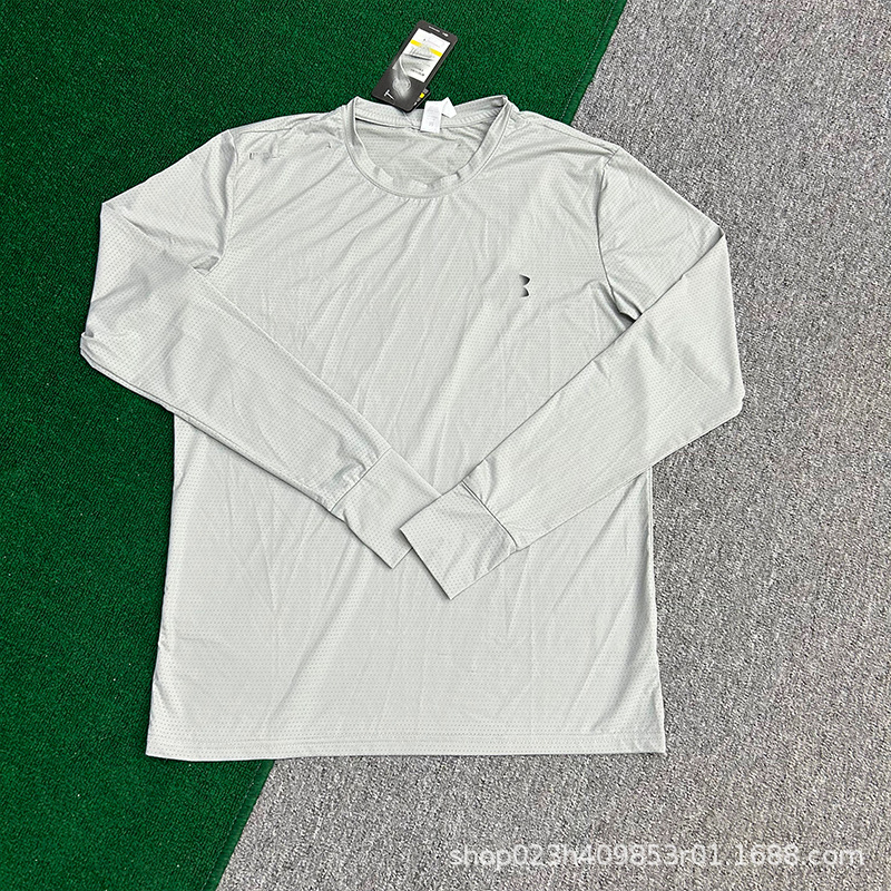 Otoño y invierno para hombres camiseta deportiva de cuello redondo de manga larga para la piel suave y rápida secado correr entrenamiento físico camiseta de ocio base