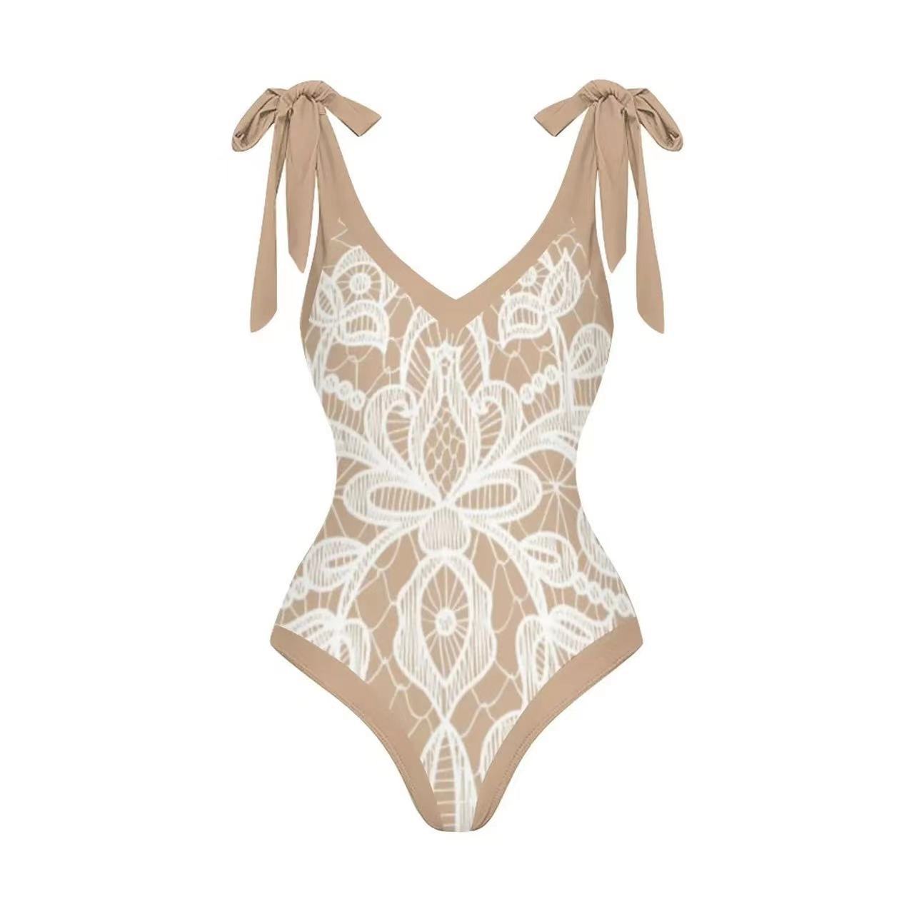 Women's Classic Style Printing Solid Color 2 Pieces Set One Piece Swimwear display picture 12