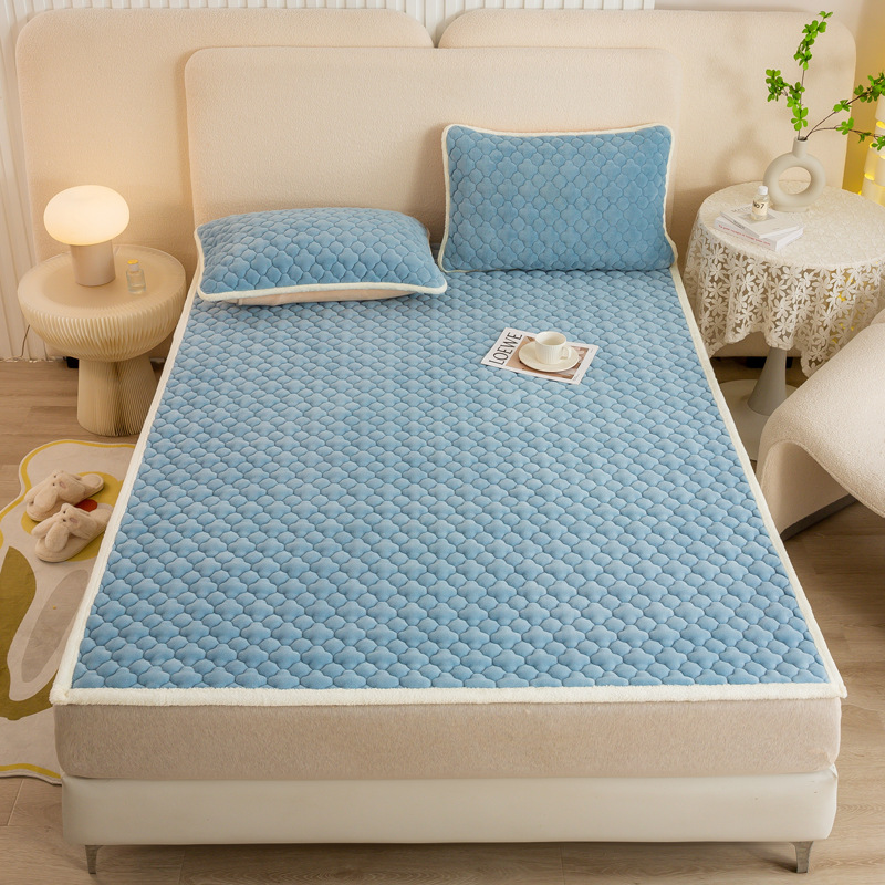 De calentamiento rápido de terciopelo de leche colchón antideslizante acolchado colchón de invierno engrosada terciopelo de coral caliente sábana ajustable al por mayor