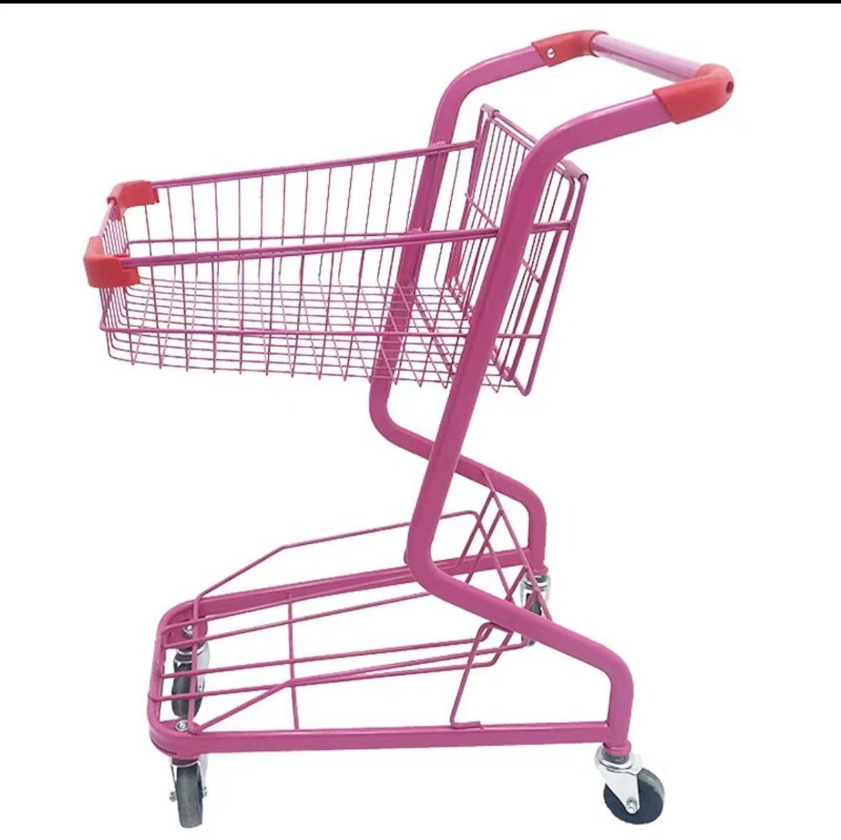 Carrito de compras de supermercado de doble capa, carrito de bar, carrito KTV, carrito rosa, máquina de muñecas.