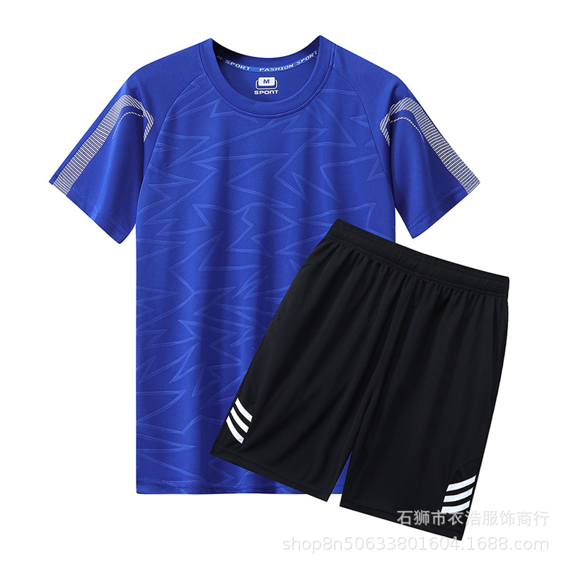 Traje deportivo de verano de secado rápido para hombre, conjunto de dos piezas de camiseta de manga corta y pantalones cortos para correr y entrenar por la mañana, talla grande.