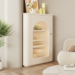 Cream Style Corner Cabinet Sideboard Kitchen Corner Cabinet Storage Rack Living Room Corner Storage Cabinet Modern Simple Wall Cabinet