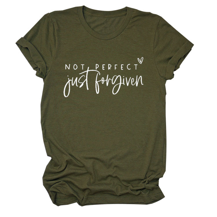 No es perfecto sólo perdonado estación independiente Comercio exterior moda casual carta suelta Camiseta de manga corta Mujer
