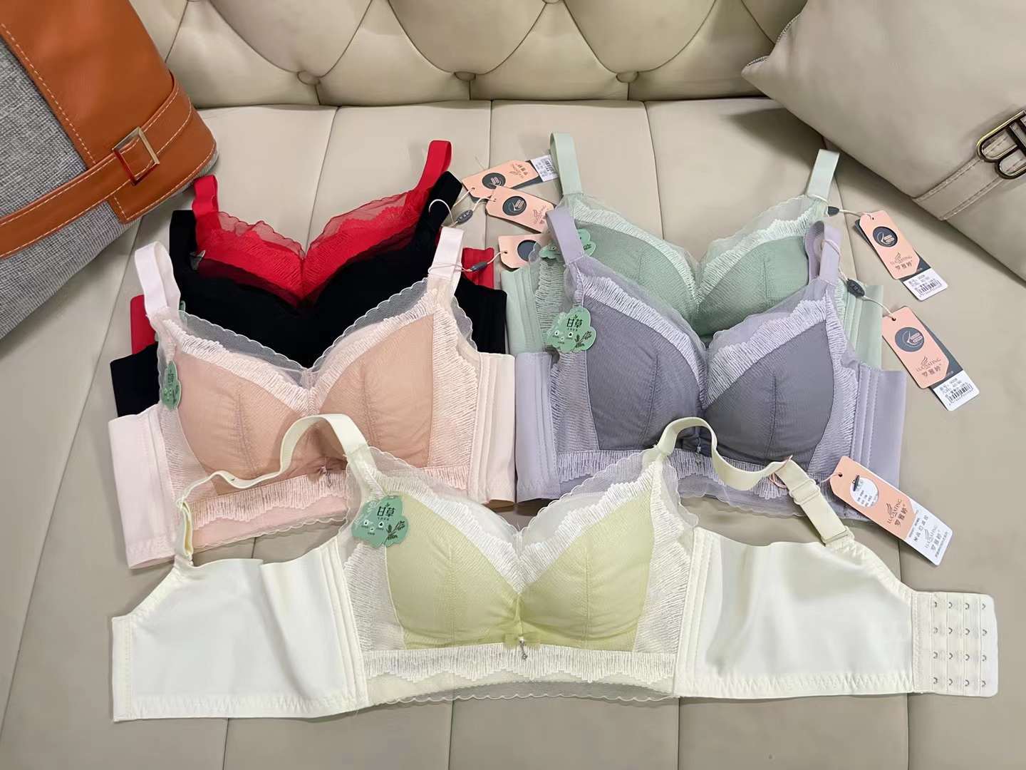 Nuevo sujetador de alta calidad de moda de encaje jacquard transpirable ajustable confortable tipo de botón múltiple tipo de ropa interior de mujer