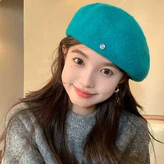 秋冬高品质100%羊毛呢贝雷帽女复古氛围感时髦百搭文艺风画家帽子