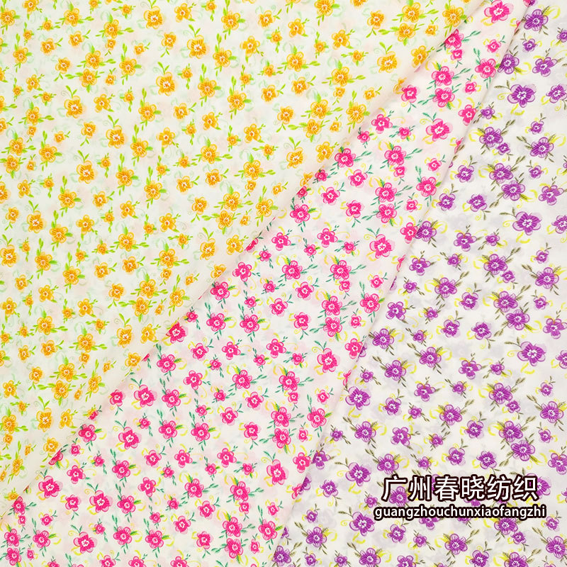 批发芙蓉麻印花 田园风清新小碎花布 女装童装衬衫连衣裙鞋花面料