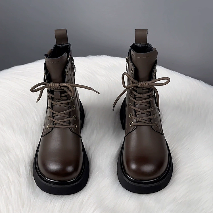 Ботинки в стиле Martens, низкая платформа, британский осенний стиль, утеплённые варианты (34–42)