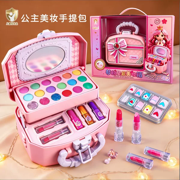 Play House Toys for Girls, Children's Makeup Toys, Cosmetics Gift Box, Makeup Bag Set, Girls' Birthday Gift