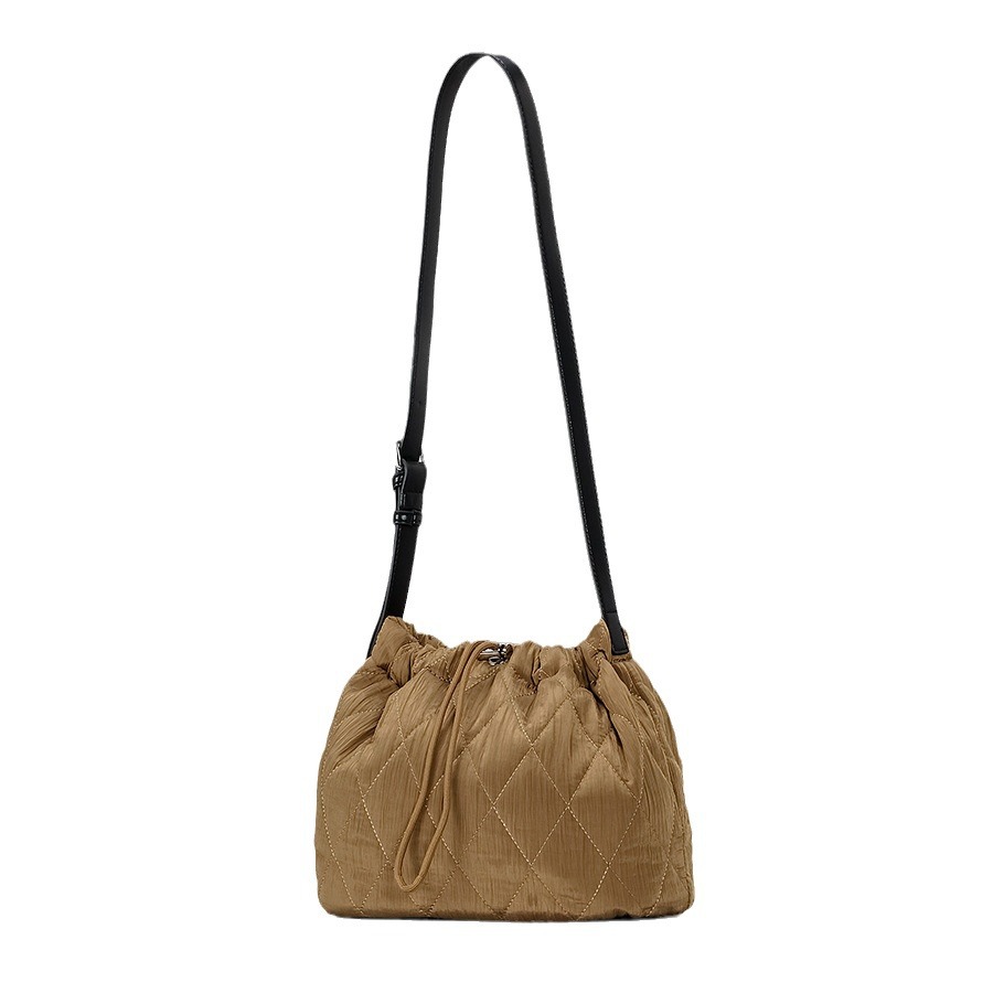 Ženske torbe Preprosta in modna prešita torba za čez ramo z bombažnim polnilom, ženska torba z diamantno vrvico, jesensko-zimska najlonska torbica_voghion.com