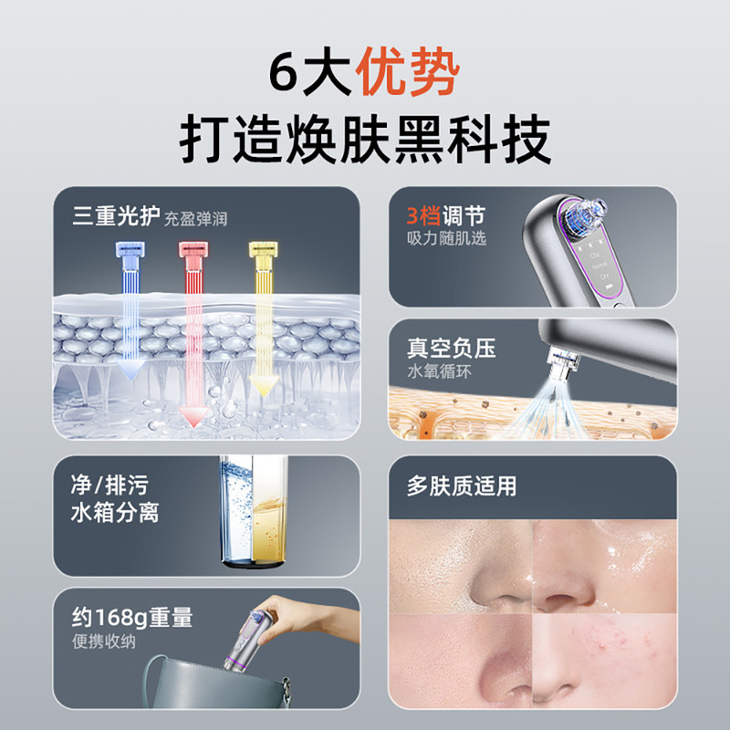 国境を越えた人気のカラーライト小さな泡美容器具家庭用顔専用黒ずみ吸引器具毛穴洗浄吸引器|undefined