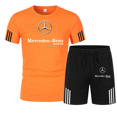 2025 Comfortable and Breathable Short Sleeve T-Shirt Set for Men, Beach Shorts, Printed Fashion Casual Sports Set