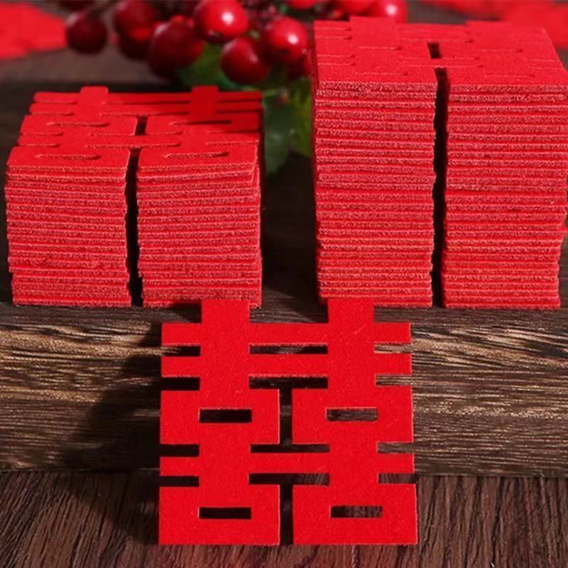 結婚式の大小のハッピーワードフルーツプレート、小さなハッピーワード、結婚式の部屋、リビングルームの装飾、中国風の結婚式のシーンのハッピーワードステッカー、直販|undefined