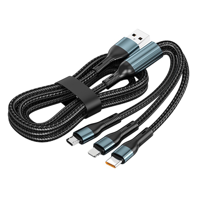 Cable de datos uno a tres cable de carga súper rápida de 120W para Apple Huawei Android 6A cable de carga tres en uno al por mayor
