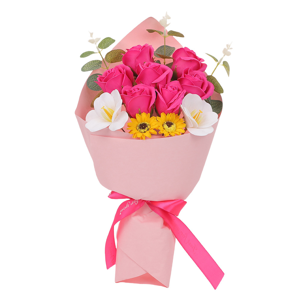 Crayon Shin-chan Guangzhi envía a Meiya el mismo ramo de flores de rosas terminado sosteniendo flores de jabón 520 regalo del Día de la Madre