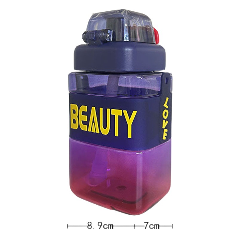 Nuevo rectangular colorido paja de los niños taza de plástico Correa portátil de alta apariencia Internet celebridad mismo estilo deportes hervidor