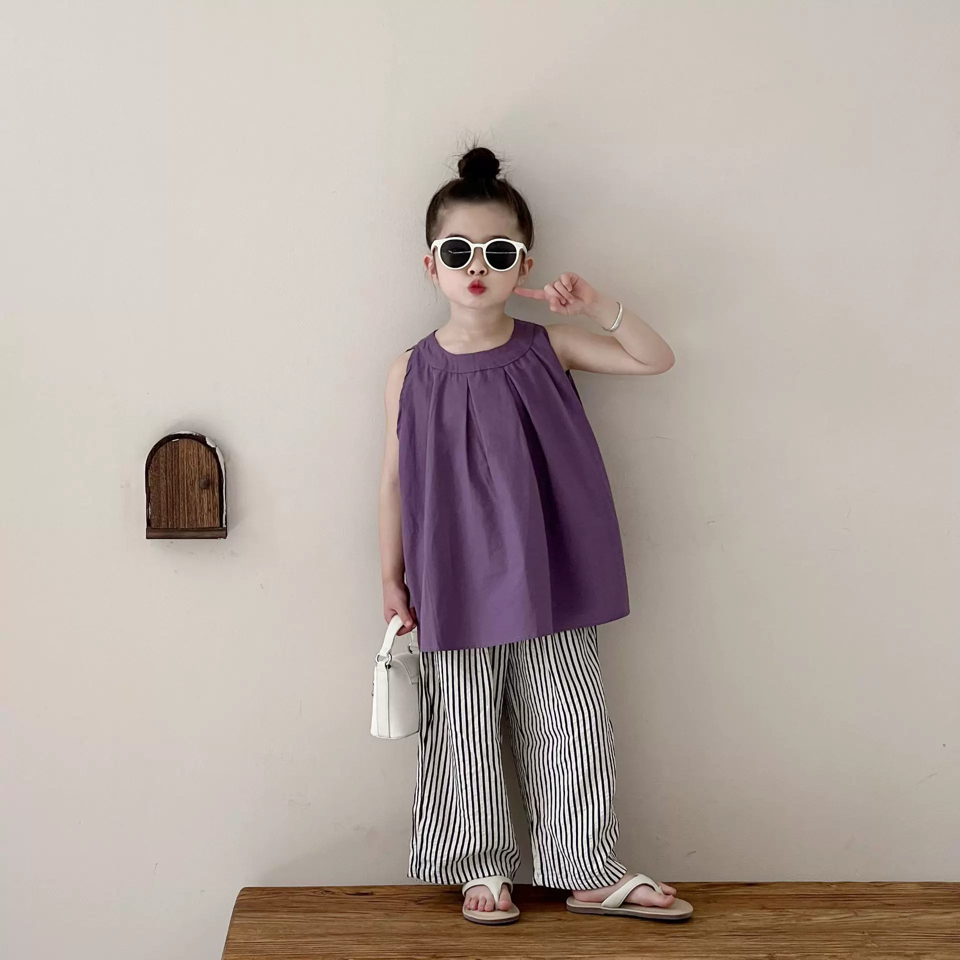 女童阔腿裤套装夏季2025新款儿童休闲夏装韩版女孩背心上衣两件套