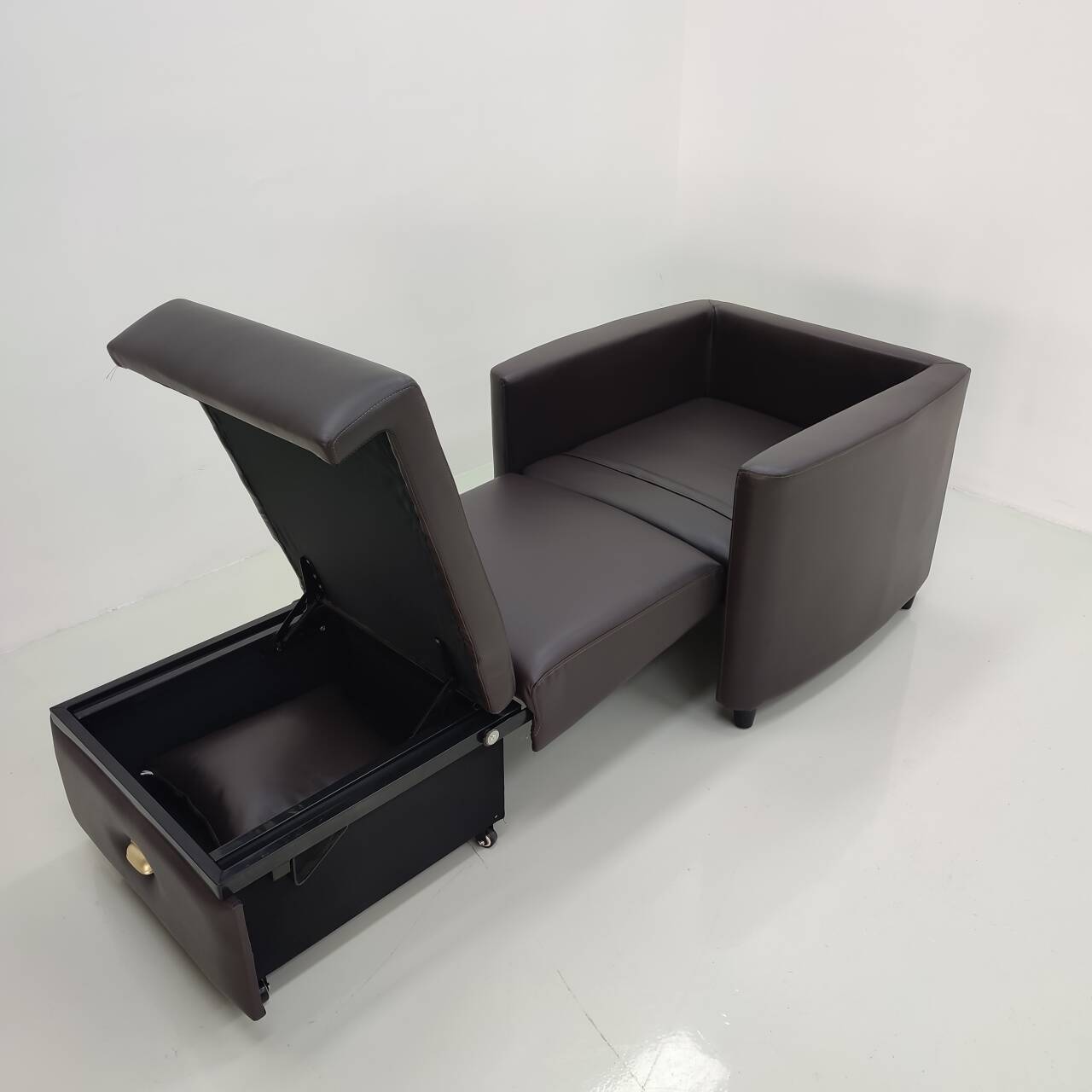 Art de cuero plegable sofá cama estudio oficina cama de almuerzo hospital acompañante almacenamiento cama muebles médicos