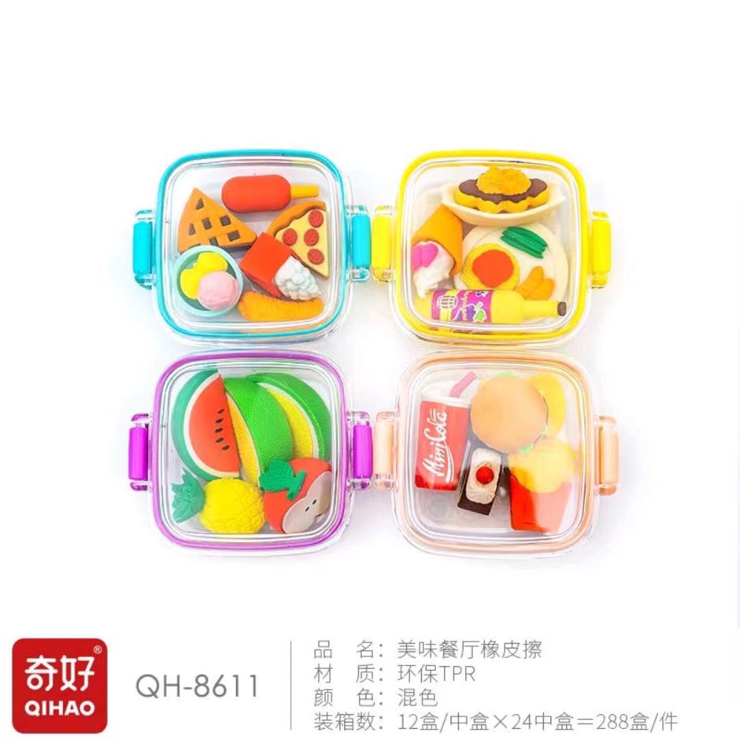 Qi muchos dibujos animados lindo borrador de forma estudiante de escuela primaria lápiz corrección borrador limpio no marcado borrador