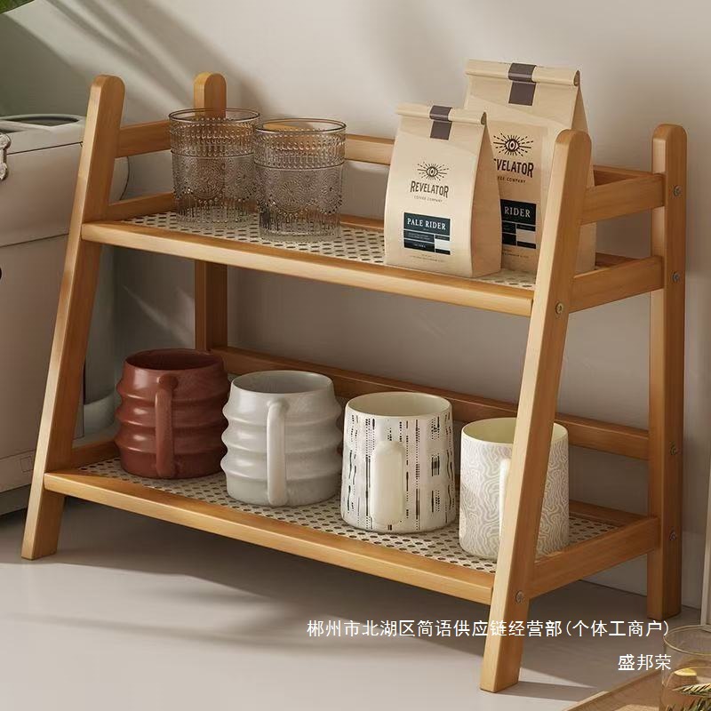 Fábrica directa ins estantes de cocina estilo medieval de cocina de doble capa estante de taza estante de almacenamiento estante de condimentos estante de mesa