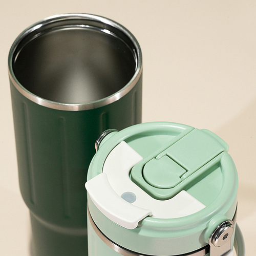 艾可思米咖不锈钢咖啡杯带提手冰霸保温车载吸管杯真空大容量瓶子