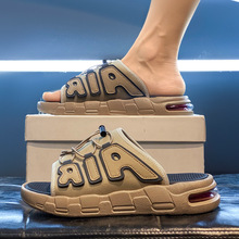 跨境2025夏季新款男士气垫一字拖时尚潮拖鞋一脚蹬海边沙滩拖鞋男