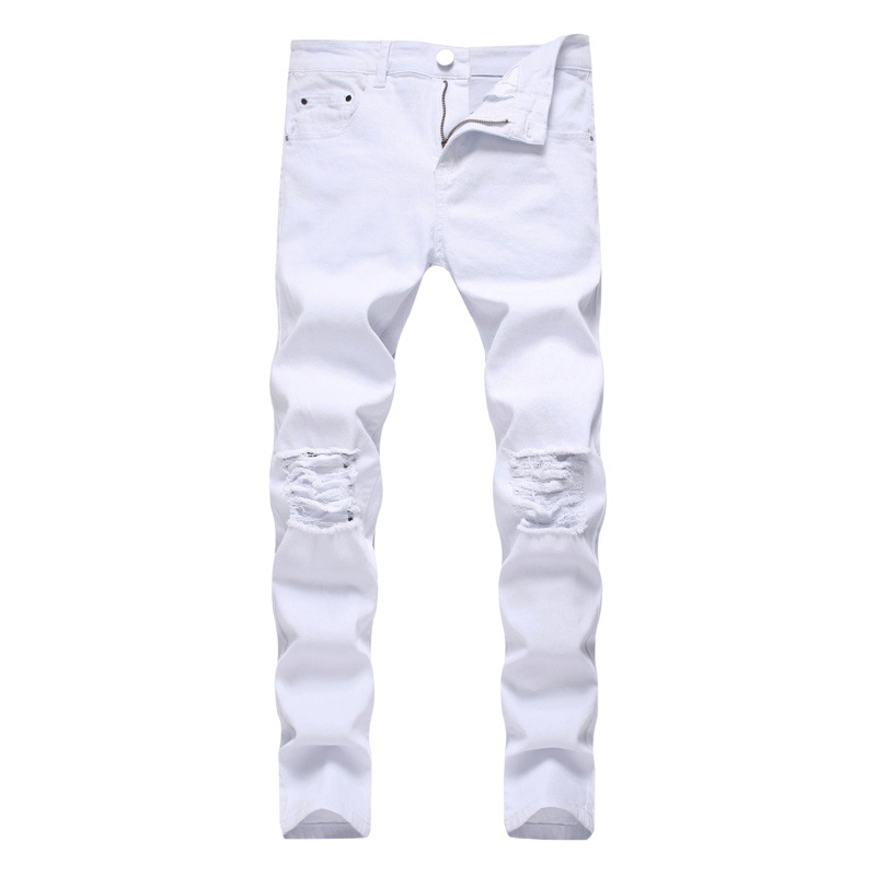 Verano mendigo rasgado pantalones vaqueros rasgados de cinco colores de los hombres SLIM-Fit rodilla rasgado stretch casual jeans moda