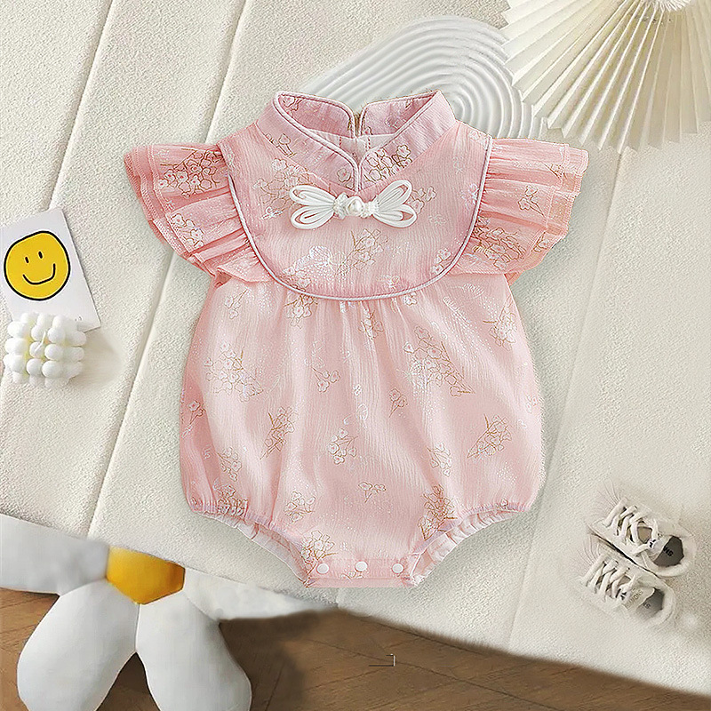 Summer New Style Infant and Toddler Foreign Style Triangle Crawling Suit Chinese Style Baby Girl's 100-Day-Old Photo-Taking Princess Robe