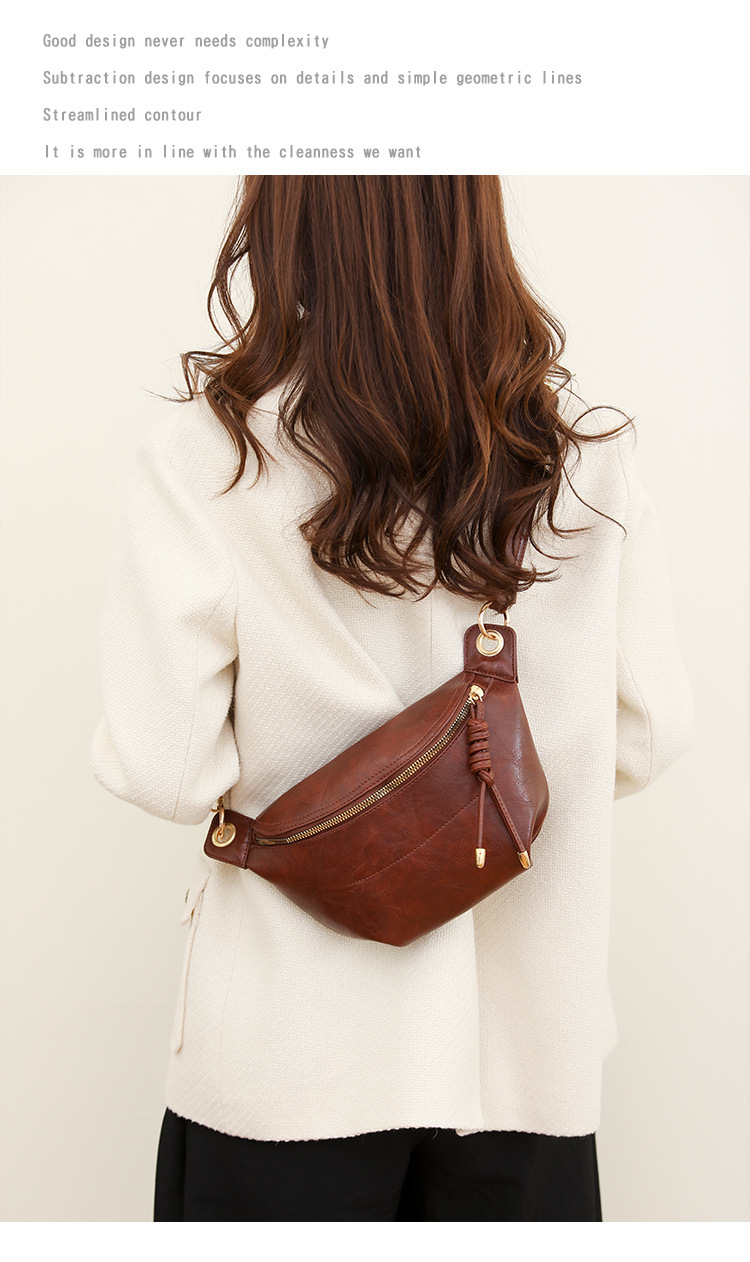 All Seasons Season Women's Pu Leather Solid Color Vintage Style Classic Style Square Zipper Crossbody Bag Fanny Pack