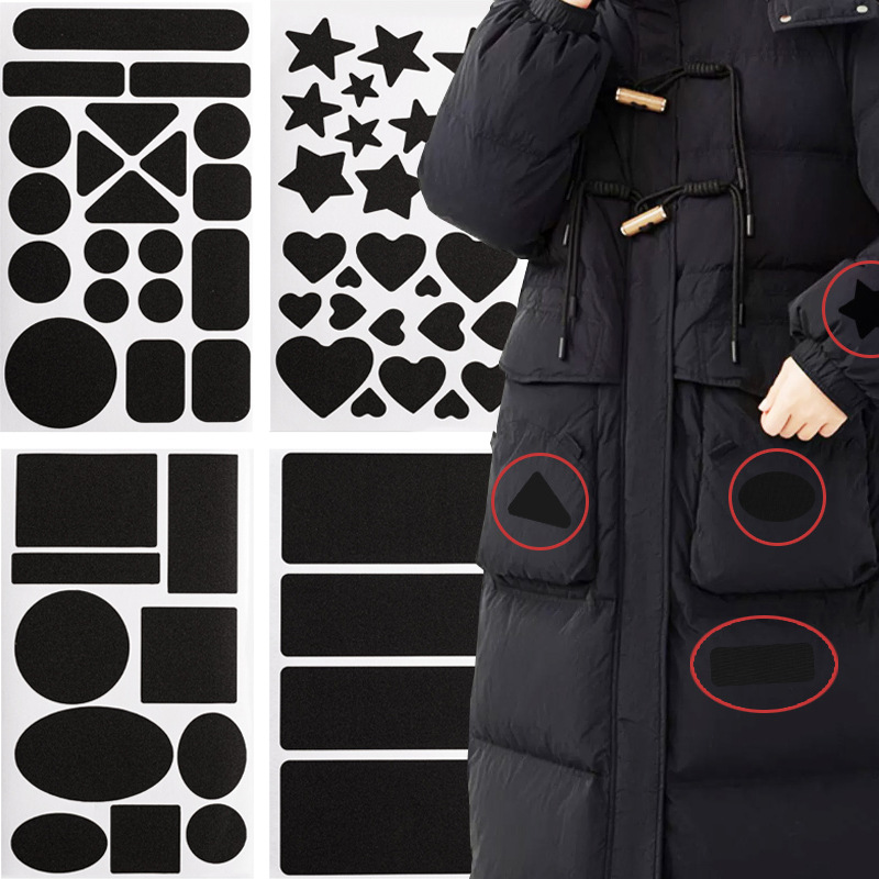 Ropa autoadhesiva sin costura reparación agujeros de parche de ropa para niños chaqueta de plumón negro parche de tela grande
