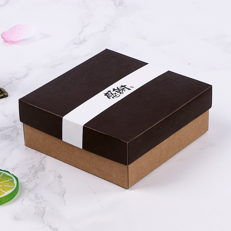 巧克力色素面牛皮纸蛋糕盒小号4粒50克月饼饼干蛋黄酥盒现货直销