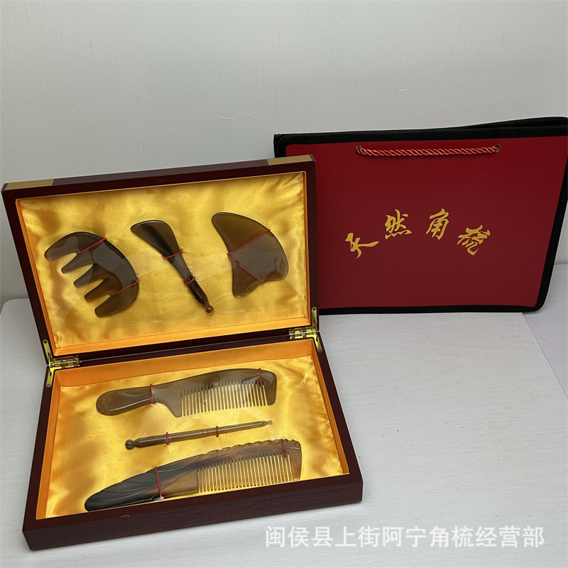 Horn Comb Gift Set Premium Ox Horn Hair Comb for Long Hair Home Use Elegant Festival Gift Box key features