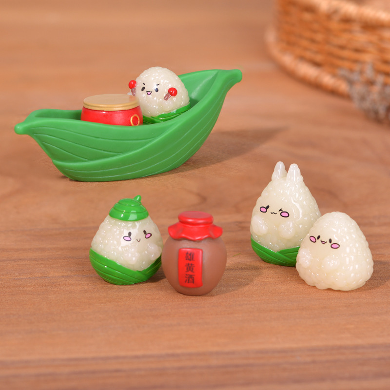 Dragon Boat Festival Decorative Resin Small Rice Dumpling Ornaments, Holiday Party Table Decorations, Micro-Landscape Resin Creative Small Accessories