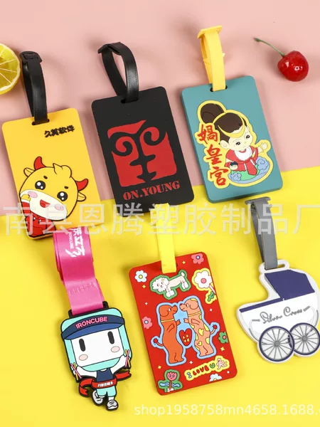 Factory custom pvc soft rubber luggage tag silicone shipping tag rubber travel tag tag listing boarding pass custom