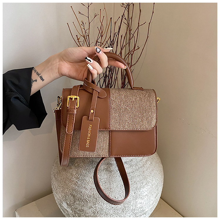 Maillard Splicing Handbag for Women 2024 New Style, with Unique Texture and a Stylish Crossbody Bag Design_voghion.com