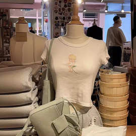 BM风Brandy同款夏季甜美天使小雏菊印花棉短袖 bm短款t恤上衣女潮